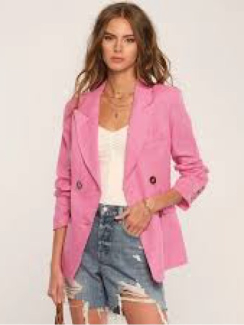 Heartloom Double-Breasted Pink Blazer
